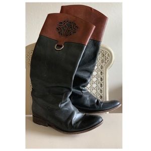 Frye black/brown tall boots